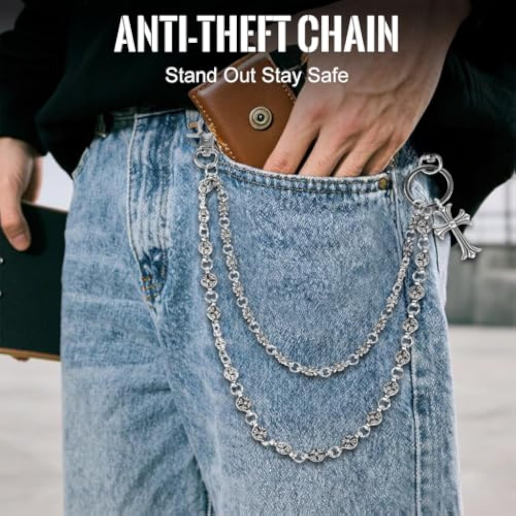 Men's Layered Pants Chain for Biker Style